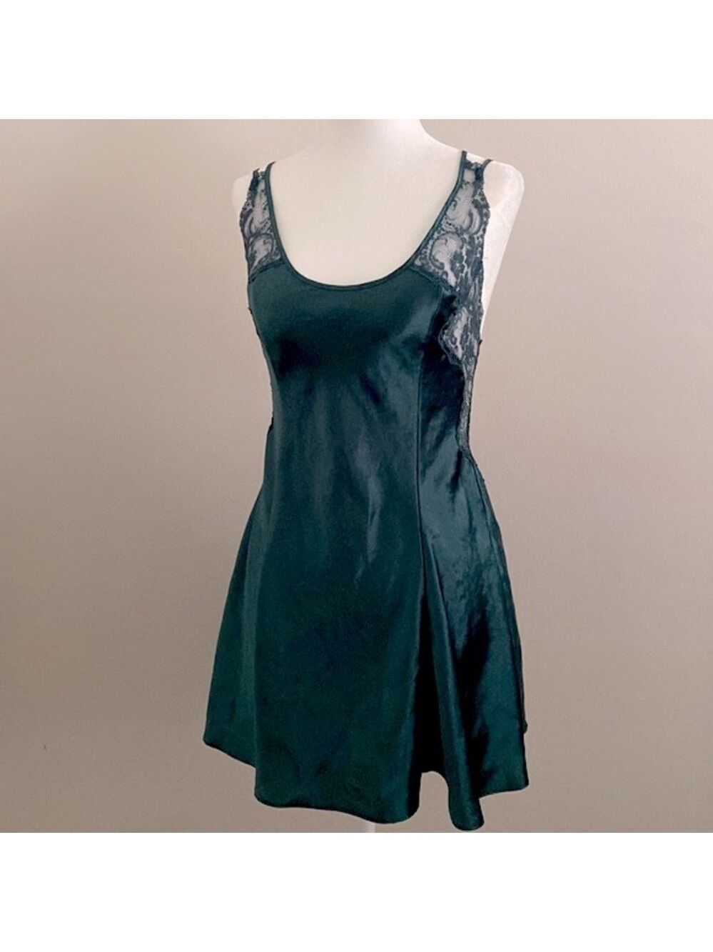 Victoria’s Secret vintage forest green satin slip